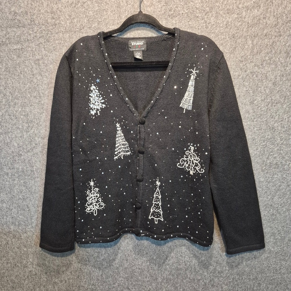 Vintage Designers Originals Studio Holiday Lg Beaded Cardigan Whimsigoth Cottage